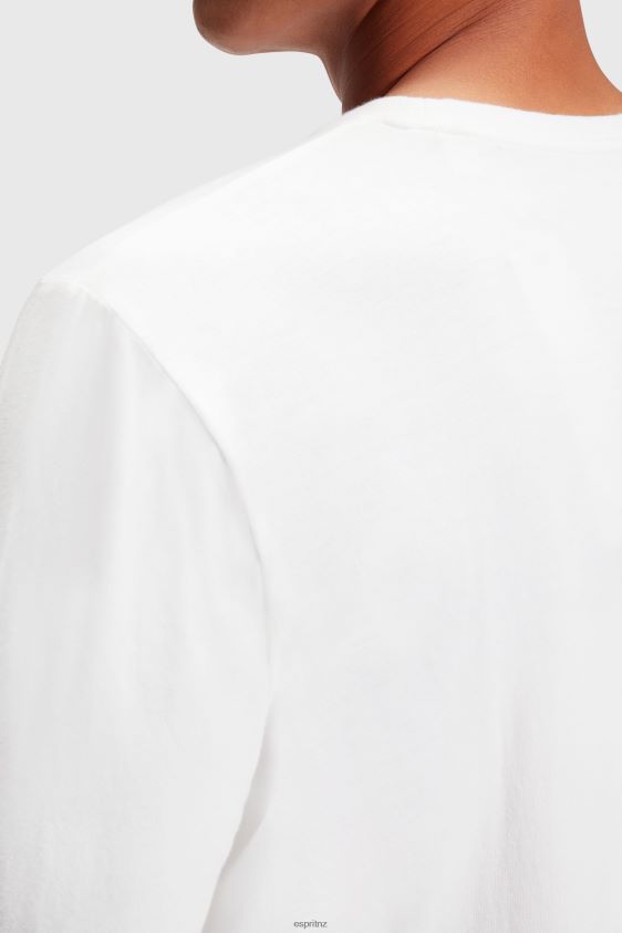 Men Esprit White Logo print jersey t-shirt T-Shirts XF4444864 - Image 3