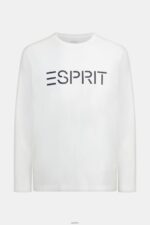 Men Esprit White Logo print jersey t-shirt T-Shirts XF4444864 - Image 4