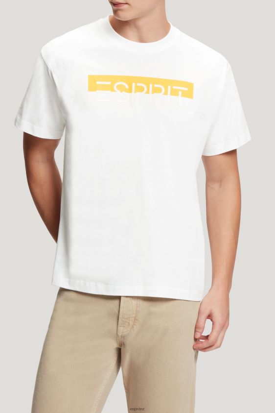 Men Esprit White Matte shine logo applique t-shirt T-Shirts XF4444616 - Image 1