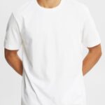 Men Esprit White Plain T-shirt T-Shirts XF4444929