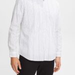 Men Esprit White Shirt with striped pattern Shirts XF4444911