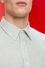 Men Esprit White Slim fit shirt with all-over pattern Shirts XF4444777 - Image 3
