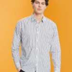 Men Esprit White Striped shirt Shirts XF4444786