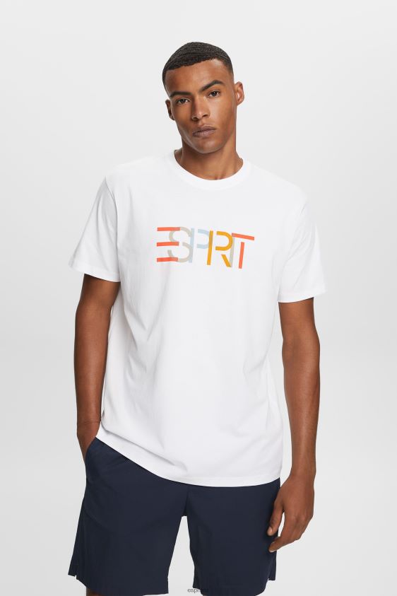 Men Esprit White T-shirt with front print, 100% cotton T-Shirts XF4444738 - Image 1