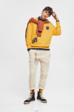 Men Esprit Yellow Varsity patch sweatshirt Sweatshirts & Hoodies XF4444810 - Image 2