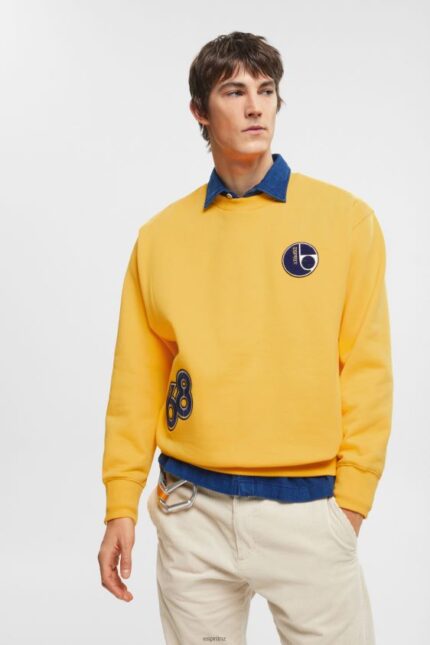 Men Esprit Yellow Varsity patch sweatshirt Sweatshirts & Hoodies XF4444810