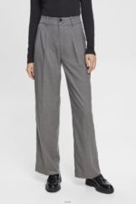 Women Esprit Anthracite High rise wide leg trousers Trousers & Pants XF4444247