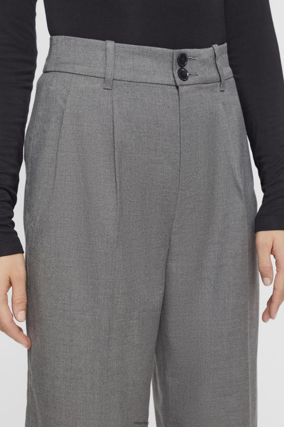 Women Esprit Anthracite High rise wide leg trousers Trousers & Pants XF4444247 - Image 3