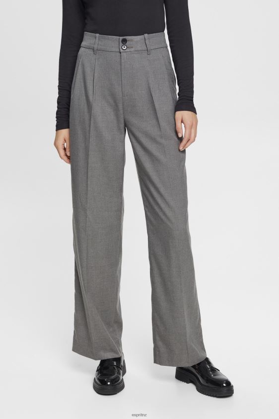 Women Esprit Anthracite High rise wide leg trousers Trousers & Pants XF4444247 - Image 1