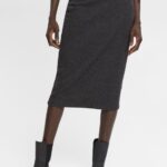 Women Esprit Anthracite Rib knit pencil skirt Skirts XF4444431