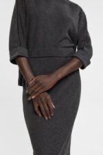 Women Esprit Anthracite Rib knit pencil skirt Skirts XF4444431 - Image 3