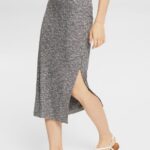 Women Esprit Anthracite Space dye rib-knit midi skirt Skirts XF4444534