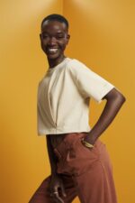 Women Esprit Beige Cropped crewneck T-shirt T-Shirts XF4444195
