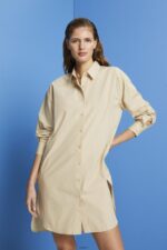 Women Esprit Beige Pinstriped shirt dress, 100% cotton Dresses XF4444278