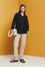 Women Esprit Black Belted twill jacket Jackets XF4444291 - Image 2