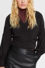 Women Esprit Black Blouse with smocked details, LENZING ECOVERO Blouses XF4444370