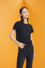Women Esprit Black Cotton crewneck t-shirt T-Shirts XF4444454