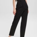 Women Esprit Black High-rise chinos, 100% Pima cotton Trousers & Pants XF4444343