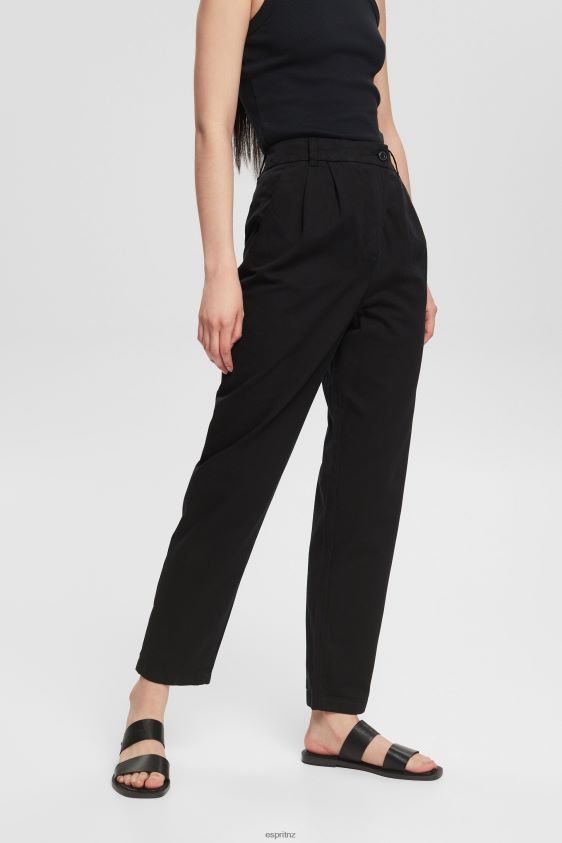 Women Esprit Black High-rise chinos, 100% Pima cotton Trousers & Pants XF4444343 - Image 1