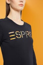 Women Esprit Black Long-sleeved t-shirt with logo T-Shirts XF4444460 - Image 3