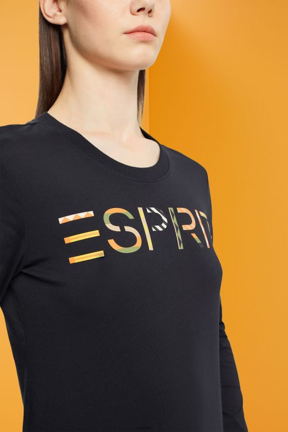 Women Esprit Black Long-sleeved t-shirt with logo T-Shirts XF4444460 - Image 3