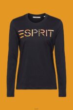 Women Esprit Black Long-sleeved t-shirt with logo T-Shirts XF4444460 - Image 5