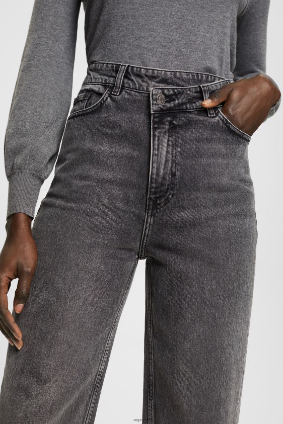 Women Esprit Black Medium Wash Banana fit jeans with asymmetric waistband Denim XF4444339 - Image 3