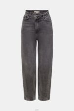Women Esprit Black Medium Wash Banana fit jeans with asymmetric waistband Denim XF4444339 - Image 5