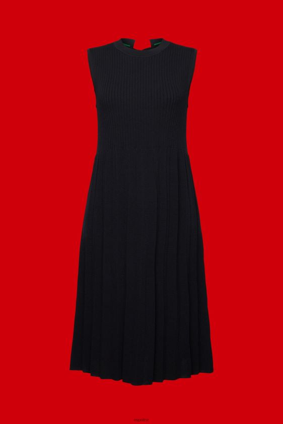 Women Esprit Black Pleated and sleeveless maxi dress with crewneck Dresses XF4444124 - Image 5