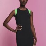Women Esprit Black Ribbed jersey dress Dresses XF4444285