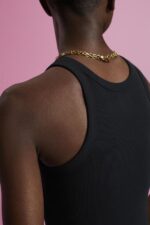 Women Esprit Black Ribbed tank top Tank XF4444280 - Image 3