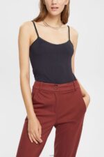 Women Esprit Black Spaghetti strap top, LENZING ECOVERO Top XF4444517
