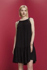 Women Esprit Black Strappy dress with smock, TENCEL Dresses XF4444202