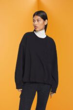 Women Esprit Black Sweatshirt with drawstring hem Sweatshirts & Hoodies XF4444401
