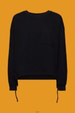 Women Esprit Black Sweatshirt with drawstring hem Sweatshirts & Hoodies XF4444401 - Image 5