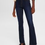 Women Esprit Blue Dark Wash High-rise skinny bootcut jeans Denim XF4444338