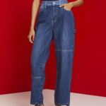 Women Esprit Blue Dark Wash Jeans in a 90s design Denim XF4444300