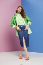 Women Esprit Blue Dark Wash Midi skirt with an asymmetric waistband Skirts XF4444209 - Image 2