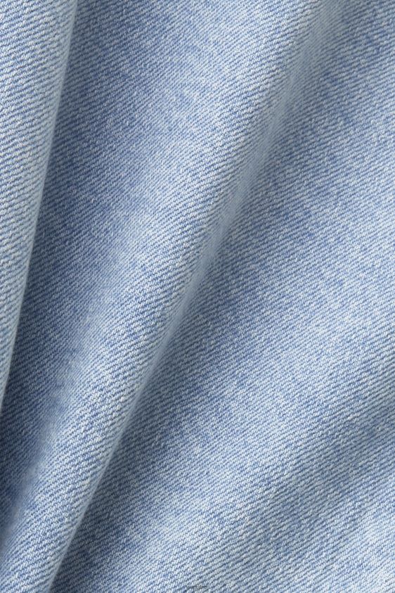 Women Esprit Blue Light Wash Cropped denim jacket with frayed trim Jackets XF4444312 - Image 4