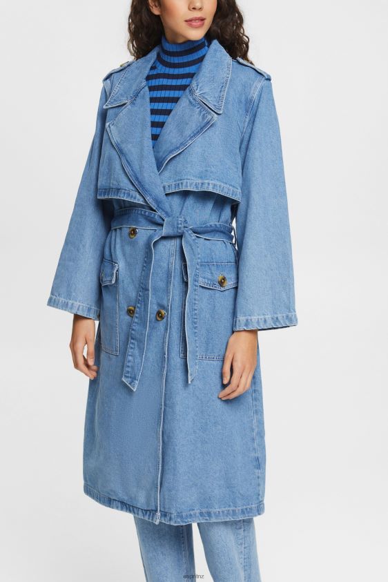 women_esprit_blue_light_wash_denim_trench_coat_coats_xf4444486.jpg Women Esprit Blue Light Wash Denim trench coat Coats XF4444486 - Image 1