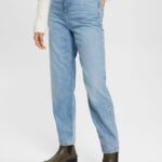 Women Esprit Blue Light Wash High-rise banana fit jeans Denim XF4444321