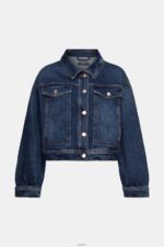 Women Esprit Blue Medium Wash Cropped denim jacket Jackets XF4444550 - Image 5