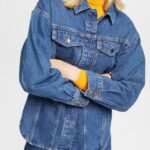 Women Esprit Blue Medium Wash Denim blouse Blouses XF4444396
