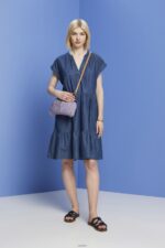 Women Esprit Blue Medium Wash Dresses light woven Loose fit Dresses XF4444183 - Image 2