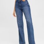 Women Esprit Blue Medium Wash High rise retro flare jeans Denim XF4444327