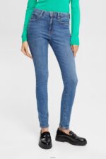 Women Esprit Blue Medium Wash High-rise skinny jeans with TENCEL Denim XF4444322
