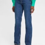 Women Esprit Blue Medium Wash High-rise straight leg stretch jeans Denim XF4444337