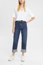 Women Esprit Blue Medium Wash Mid-rise relaxed fit jeans Denim XF4444325 - Image 2