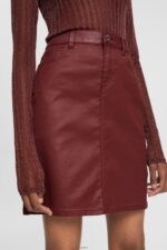 Women Esprit Bordeaux Red Leather effect midi skirt Skirts XF4444444 - Image 3