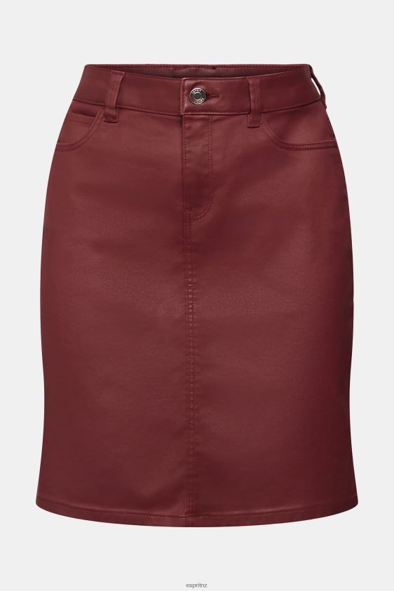Women Esprit Bordeaux Red Leather effect midi skirt Skirts XF4444444 - Image 5